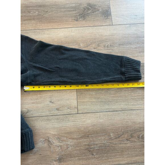 Land's End Men's Size XL 1/4 Button Sweater Elbow Patches Warm Dark Gray - Picture 6 of 9